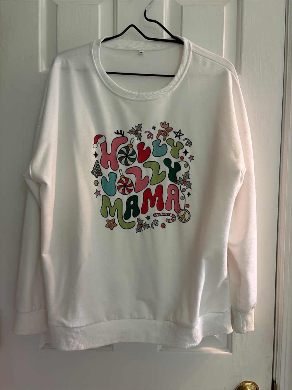 Holiday Holly Jolly Mama Graphic Sweatshirt - White